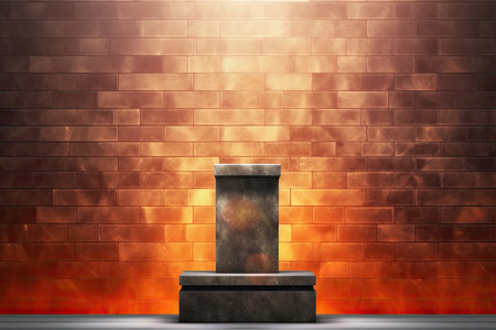 Grave on a brick wall background. 3d rendering. Computer digital drawing.の素材