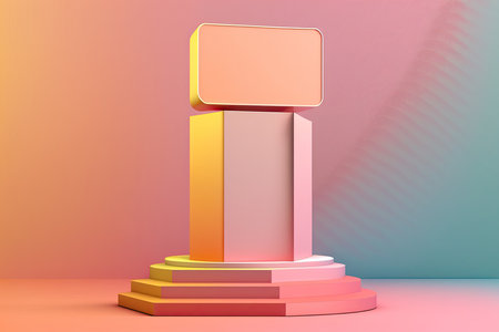 3d rendering of geometric shape podium for product presentation. Abstract background.の素材