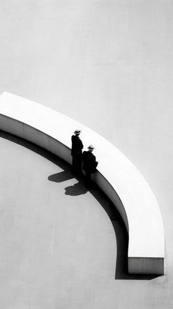 A Painting of two people sitting in the middle of a line, Generative AIの素材