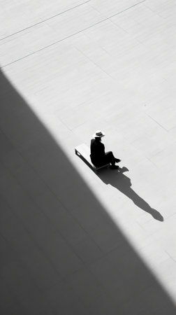 A Painting of two people sitting in the middle of a line, Generative AIの素材