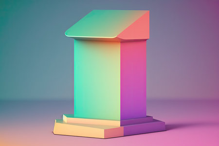 3d rendering of an abstract pedestal in pastel colors.の素材