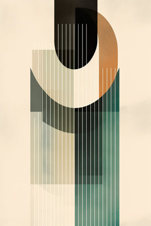 A painting of a geometric figure with bauhaus circles and linesの素材