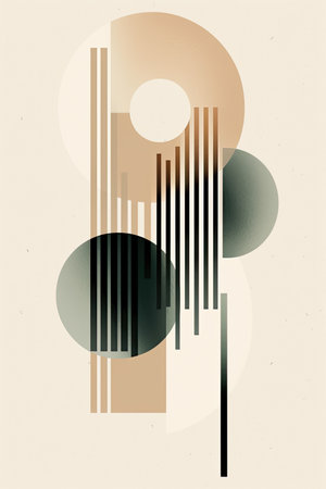 A painting of a geometric figure with bauhaus circles and linesの素材