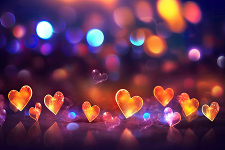 Abstract Bokeh Hearts Valentine Day Background,  Generative AIの素材