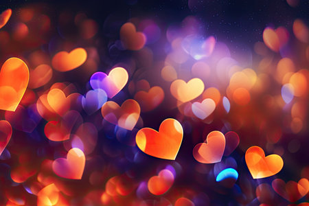 Abstract Bokeh Hearts Valentine Day Background,  Generative AIの素材