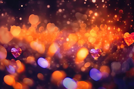 Abstract Bokeh Hearts Valentine Day Background,  Generative AIの素材