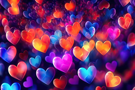 Abstract Bokeh Hearts Valentine Day Background,  Generative AIの素材