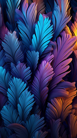 Abstract Blue Feather Wallart Mockup, Generative AIの素材