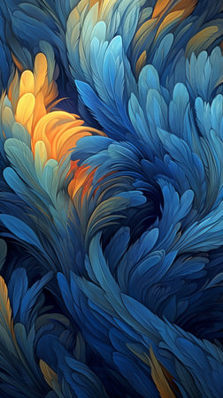 Abstract Blue Feather Wallart Mockup, Generative AIの素材