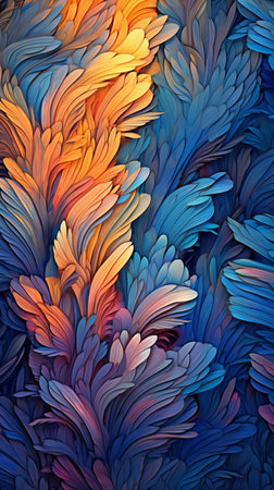 Abstract Blue Feather Wallart Mockup, Generative AIの素材
