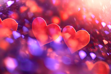 Abstract Bokeh Hearts Valentine Day Background,  Generative AIの素材