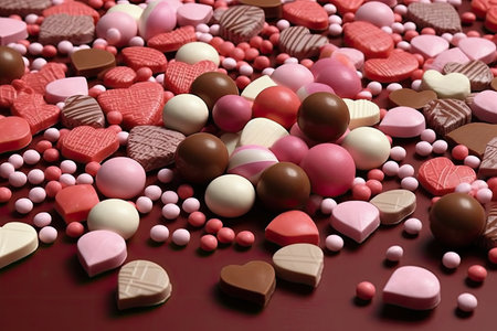 Chocolates Scattered on a table, Generative AIの素材