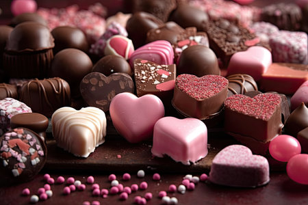 Chocolates Scattered on a table, Generative AIの素材