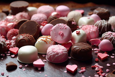 Chocolates Scattered on a table, Generative AIの素材