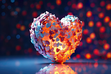 Porcelain Heart Shape Lantern valentines decoration, Generative AIの素材