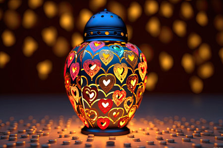 Porcelain Heart Shape Lantern valentines decoration, Generative AIの素材