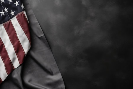 American flag on a black background with copy space. 3d renderingの素材