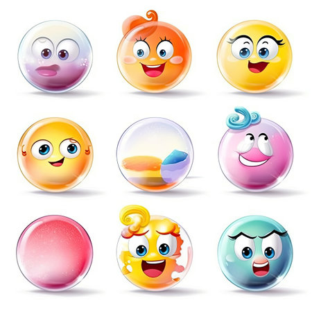 Cartoon characters with different expressions, Generative AIの素材