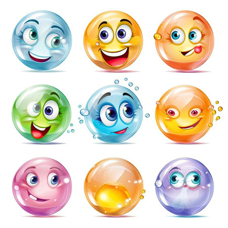 Cartoon characters with different expressions, Generative AIの素材