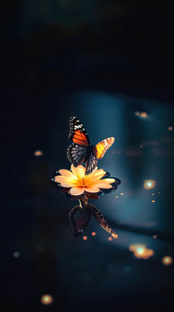 Butterfly with a blue background, Generative AIの素材