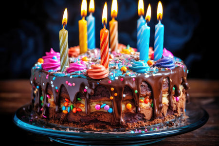 Chocholate Dripping Happy Birthday Cake, Generative AIの素材