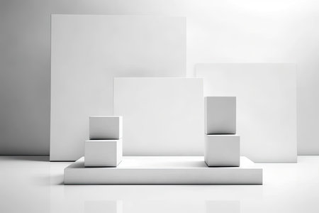 3d render of abstract background with podium for display of cosmetic productsの素材