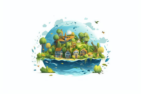 Eco theme climate change illustration, AI Generatedの素材