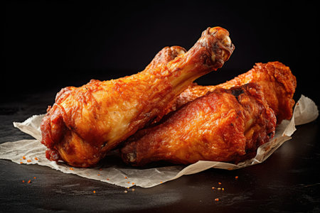 Fried chicken Drumstick with Kethcup, Generative AIの素材