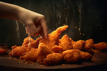 Fried chicken Drumstick with Kethcup, Generative AIの素材