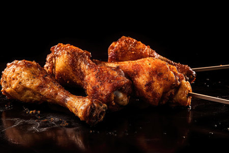 Fried chicken Drumstick with Kethcup, Generative AIの素材