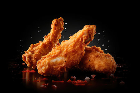 Fried chicken Drumstick with Kethcup, Generative AIの素材