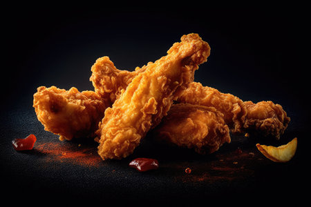Fried chicken Drumstick with Kethcup, Generative AIの素材