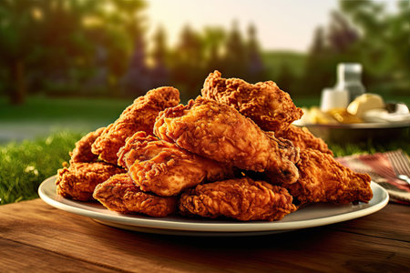 Fried chicken Wings with Kethcup, Generative AIの素材