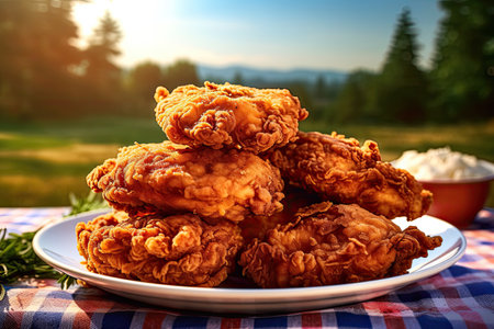 Fried chicken Wings with Kethcup, Generative AIの素材