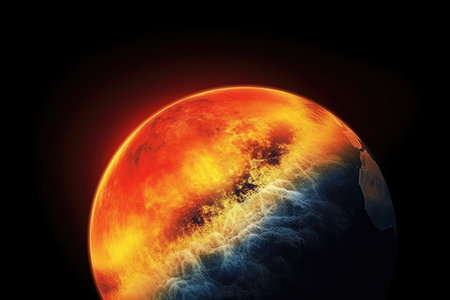 Global warming is the long-term heating of Earth, Gnerative AIの素材