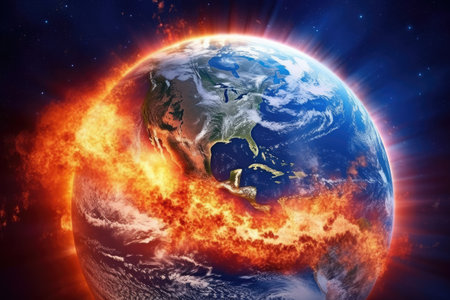 Global warming is the long-term heating of Earth, Gnerative AIの素材