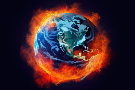 Global warming is the long-term heating of Earth, Gnerative AIの素材