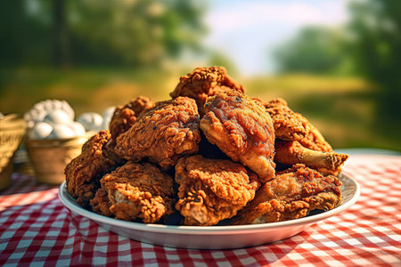 Fried chicken Wings with Kethcup, Generative AIの素材