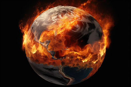 Global warming is the long-term heating of Earth, Gnerative AIの素材