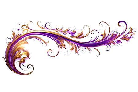 Gold and purple border with purple flowersの素材