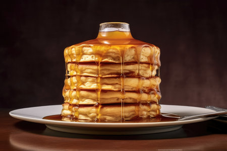A stack of pancakes with syrup and butter on top Generative AIの素材