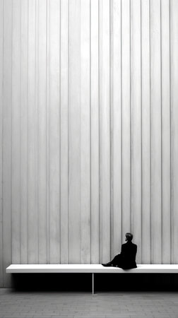 Painting of two people sitting in the middle of a line, Generative AIの素材