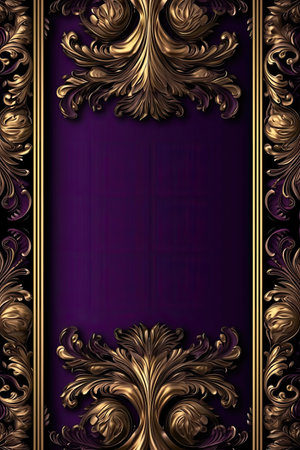 Purple background with gold flowers and a purple backgroundの素材