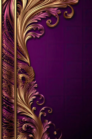Purple background with gold flowers and a purple backgroundの素材