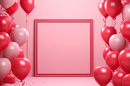 Valentines day greeting card love photo mockup, Generative AIの素材