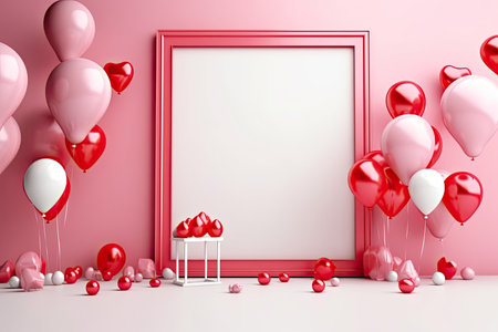 Valentines day greeting card love photo mockup, Generative AIの素材