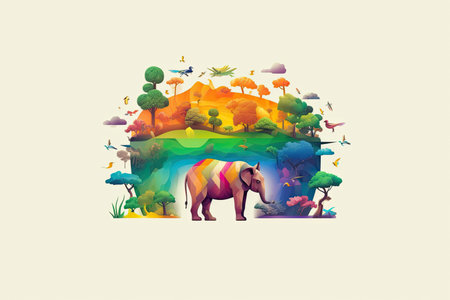 World wildlife day poster in vived minimal colorsの素材