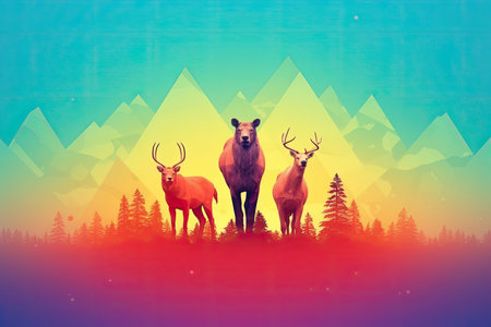 World wildlife day poster in vived minimal colorsの素材