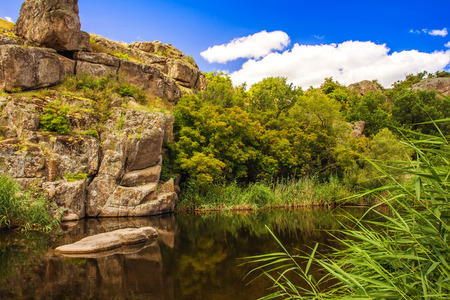 Peter and Paul canyon, Aktovo, Ukraine, rocks, water and skyの写真素材