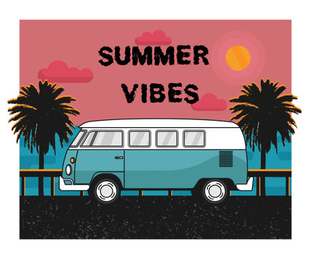 T-shirt design car retroのイラスト素材